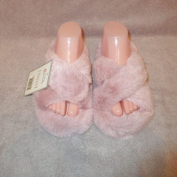 Cozy Plush Boudoir Slippers Size 9.5 40 Slip On Slide Coquette Soft Girl NWT - Picture 2 of 9